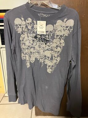 VTG No Fear Skate Skull Graphic Long Sleeve Knit Shirt Mens S (NWT READ) Y2K